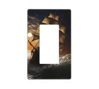 Decorator Light Switch Covers 1 Gang Wall Plate Single Gang Receptacle Outlet Covers Sailing ship in storm Wallplates for Electrical Outlets Plug Cover Standard Size Switch Plates Socket Cover