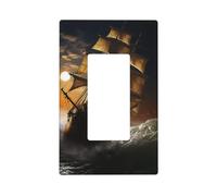 Decorator Light Switch Covers 1 Gang Wall Plate Single Gang Receptacle Outlet Covers Sailing ship in storm Wallplates for Electrical Outlets Plug Cover Standard Size Switch Plates Socket Cover