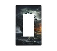 Decorator Light Switch Covers 1 Gang Wall Plate Single Gang Receptacle Outlet Covers Scary ship at sea Wallplates for Electrical Outlets Plug Cover Standard Size Switch Plates Socket Cover