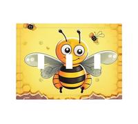 Decorator Light Switch Covers Bee on the square Wall Plate 3-Gang Mid Size 6.7" x 4.8" Triple Toggle Switch Wallplate Decorative 3 Gang Wall Switch Plate Covers Polycarbonate Thermoplastic