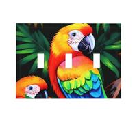 Decorator Light Switch Covers Colored Parrot Wall Plate 3-Gang Mid Size 6.7" x 4.8" Triple Toggle Switch Wallplate Decorative 3 Gang Wall Switch Plate Covers Polycarbonate Thermoplastic