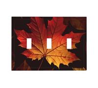 Decorator Light Switch Covers Fall Autumn Leaves Wall Plate 3-Gang Mid Size 6.7" x 4.8" Triple Toggle Switch Wallplate Decorative 3 Gang Wall Switch Plate Covers Polycarbonate Thermoplastic