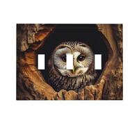 Decorator Light Switch Covers Owl tree hole Wall Plate 3-Gang Mid Size 6.7" x 4.8" Triple Toggle Switch Wallplate Decorative 3 Gang Wall Switch Plate Covers Polycarbonate Thermoplastic