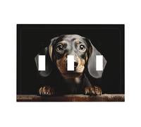 Decorator Light Switch Covers Pad Dachshund Wall Plate 3-Gang Mid Size 6.7" x 4.8" Triple Toggle Switch Wallplate Decorative 3 Gang Wall Switch Plate Covers Polycarbonate Thermoplastic