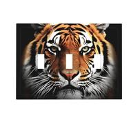 Decorator Light Switch Covers Tiger Face Wall Plate 3-Gang Mid Size 6.7" x 4.8" Triple Toggle Switch Wallplate Decorative 3 Gang Wall Switch Plate Covers