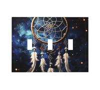 Decorator Light Switch Covers White fantasy dream catcher Wall Plate 3-Gang Mid Size 6.7" x 4.8" Triple Toggle Switch Wallplate Decorative 3 Gang Wall Switch Plate Covers Polycarbonate Thermoplastic