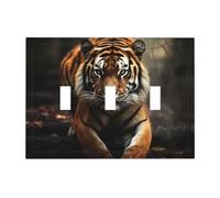 Decorator Light Switch Covers Wild Animals Tiger Wall Plate 3-Gang Mid Size 6.7" x 4.8" Triple Toggle Switch Wallplate Decorative 3 Gang Wall Switch Plate Covers Polycarbonate Thermoplastic
