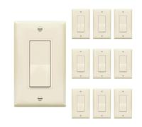Decorator Rocker Light Switch and Wall Plate by Enerlites 91150-LAWP-10PCS 15A Single Pole, White, 10 Pack Smooth Paddle Style On/Off