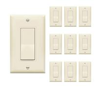 Decorator Rocker Light Switch Wall Plates by Enerlites 93150-LAWP 3-Way Grounded 15A, Light Almond - 10 Pack