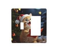 Decorator/Toggle Switch Wall Plate Combination 2-Gang Standard 4.5"x 4.5" | Cute Cat Sing Christmas Carols Outlet Cover, Unbreakable Polycarbonate Light Switch Cover, Replacement Receptacle Faceplates