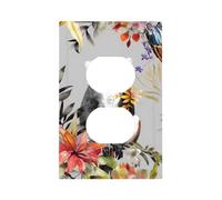 Decorator Wall Plate 1 Gang Light Switch Covers Animals Lemur Flowers Pattern Wallplate Single Toggle Switch Plate Mid Size 5" x 3" Electrical Outlet Covers Decorative Wall Switch Plate Cover Decor