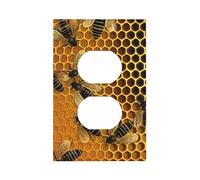 Decorator Wall Plate 1 Gang Light Switch Covers Bees on hive Wallplate Single Toggle Switch Plate Mid Size 5" x 3" Electrical Outlet Covers Decorative Wall Switch Plate Cover Decor