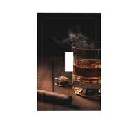 Decorator Wall Plate 1 Gang Light Switch Covers Cigar & Whiskey Wallplate Single Toggle Switch Plate Mid Size 5" x 3" Electrical Outlet Covers Decorative Wall Switch Plate Cover Decor