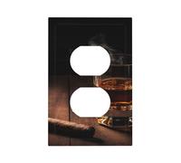 Decorator Wall Plate 1 Gang Light Switch Covers Cigar & Whiskey Wallplate Single Toggle Switch Plate Mid Size 5" x 3" Electrical Outlet Covers Decorative Wall Switch Plate Cover Decor