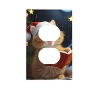 Decorator Wall Plate 1 Gang Light Switch Covers Cute Cat Sing Christmas Carols Wallplate Single Toggle Switch Plate Mid Size 5" x 3" Electrical Outlet Covers Decorative Wall Switch Plate Cover Decor
