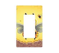 Decorator Wall Plate 1 Gang Light Switch Covers Decorator Receptacle Outlet Covers Bee on the square Wall Plates for Electrical Outlets Plug Cover Single Rocker Switch Plates