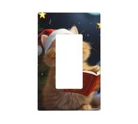 Decorator Wall Plate 1 Gang Light Switch Covers Decorator Receptacle Outlet Covers Cute Cat Sing Christmas Carols Wall Plates for Electrical Outlets Plug Cover Single Rocker Switch Plates
