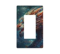 Decorator Wall Plate 1 Gang Light Switch Covers Decorator Receptacle Outlet Covers Dragon art Wall Plates for Electrical Outlets Plug Cover Single Rocker Switch Plates