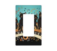 Decorator Wall Plate 1 Gang Light Switch Covers Decorator Receptacle Outlet Covers Four black cats lying on the piano keyboard Wall Plates for Electrical Outlets Plug Cover Single Rocker Switch Plates