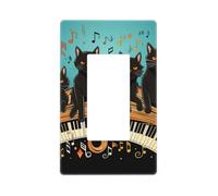 Decorator Wall Plate 1 Gang Light Switch Covers Decorator Receptacle Outlet Covers Four black cats lying on the piano keyboard Wall Plates for Electrical Outlets Plug Cover Single Rocker Switch Plates