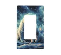 Decorator Wall Plate 1 Gang Light Switch Covers Decorator Receptacle Outlet Covers Polar Bears Northern Lights Wall Plates for Electrical Outlets Plug Cover Single Rocker Switch Plates