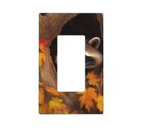 Decorator Wall Plate 1 Gang Light Switch Covers Decorator Receptacle Outlet Covers Raccoon in The Fall Tree Hole Wall Plates for Electrical Outlets Plug Cover Single Rocker Switch Plates