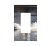 Decorator Wall Plate 1 Gang Light Switch Covers Decorator Receptacle Outlet Covers Romantic White Swan Wall Plates for Electrical Outlets Plug Cover Single Rocker Switch Plates