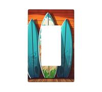 Decorator Wall Plate 1 Gang Light Switch Covers Decorator Receptacle Outlet Covers Surfboard on Wooden Wall Plates for Electrical Outlets Plug Cover Single Rocker Switch Plates