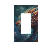 Decorator Wall Plate 1 Gang Light Switch Covers Dragon art Wallplate Single Toggle Switch Plate Mid Size 5" x 3" Electrical Outlet Covers Decorative Wall Switch Plate Cover Decor