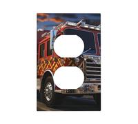 Decorator Wall Plate 1 Gang Light Switch Covers Fire Truck Wallplate Single Toggle Switch Plate Mid Size 5" x 3" Electrical Outlet Covers Decorative Wall Switch Plate Cover Decor