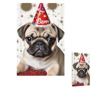 Decorator Wall Plate 1-Gang Light Switch Covers Mid-size 5" x 3" Receptacle Outlet Covers Cute Happy Birthday Pug Puppy Wall Plates for Electrical Outlets Plug Cover Single Rocker Switch Plates