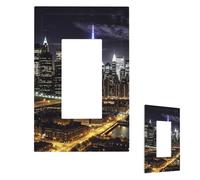 Decorator Wall Plate 1-Gang Light Switch Covers Mid-size 5" x 3" Receptacle Outlet Covers New York Night Wall Plates for Electrical Outlets Plug Cover Single Rocker Switch Plates