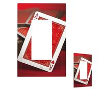 Decorator Wall Plate 1-Gang Light Switch Covers Mid-size 5" x 3" Receptacle Outlet Covers Red Background Playing Cards Wall Plates for Electrical Outlets Plug Cover Single Rocker Switch Plates