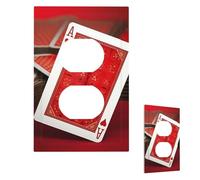 Decorator Wall Plate 1-Gang Light Switch Covers Mid-size 5" x 3" Receptacle Outlet Covers Red Background Playing Cards Wall Plates for Electrical Outlets Plug Cover Single Rocker Switch Plates
