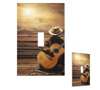 Decorator Wall Plate 1-Gang Light Switch Covers Mid-size 5" x 3" Receptacle Outlet Covers Western Music Wall Plates for Electrical Outlets Plug Cover Single Rocker Switch Plates