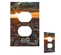 Decorator Wall Plate 1-Gang Light Switch Covers Mid-size 5" x 3" Receptacle Outlet Covers York City Sunset Picture Wall Plates for Electrical Outlets Plug Cover Single Rocker Switch Plates