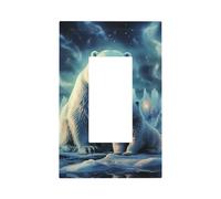 Decorator Wall Plate 1 Gang Light Switch Covers Polar Bears Northern Lights Wallplate Single Toggle Switch Plate Mid Size 5" x 3" Electrical Outlet Covers Decorative Wall Switch Plate Cover Decor