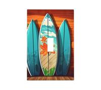 Decorator Wall Plate 1 Gang Light Switch Covers Surfboard on Wooden Wallplate Single Toggle Switch Plate Mid Size 5" x 3" Electrical Outlet Covers Decorative Wall Switch Plate Cover Decor