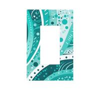 Decorator Wall Plate 1 Gang Light Switch Covers Turquoise and white circle Wallplate Single Toggle Switch Plate Mid Size 5" x 3" Electrical Outlet Covers Decorative Wall Switch Plate Cover Decor