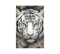Decorator Wall Plate 1 Gang Light Switch Covers White tiger head pattern Wallplate Single Toggle Switch Plate Mid Size 5" x 3" Electrical Outlet Covers Decorative Wall Switch Plate Cover Decor