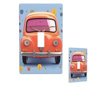 Decorator Wall Plate 1 Gang Toggle Light Switch Cover Standard Size 4.5" x 2.76" Single Rocker Wallplate Receptacle Plug Covers Cartoon car Outlet Switch Cover for Electrical Outlets Decor