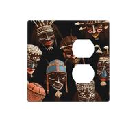 Decorator Wall Plate 2 Gang Light Switch Covers African Ritual Ethnic Tribal Wallplate Double Toggle Switch Plate Standard Size Electrical Outlet Covers Decorative Wall Switch Plate Cover