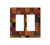 Decorator Wall Plate 2 Gang Light Switch Covers African Style Patchwork Wallplate Double Toggle Switch Plate Mid-size Electrical Outlet Covers Decorative Wall Switch Plate Cover