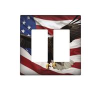 Decorator Wall Plate 2 Gang Light Switch Covers American Flag Fly Eagle Wallplate Double Toggle Switch Plate Standard Size Electrical Outlet Covers Decorative Wall Switch Plate Cover