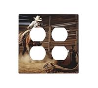 Decorator Wall Plate 2 Gang Light Switch Covers American West Rodeo Wallplate Double Toggle Switch Plate Mid-size Electrical Outlet Covers Decorative Wall Switch Plate Cover