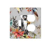 Decorator Wall Plate 2 Gang Light Switch Covers Animals Lemur Flowers Pattern Wallplate Double Toggle Switch Plate Mid-size Electrical Outlet Covers Decorative Wall Switch Plate Cover