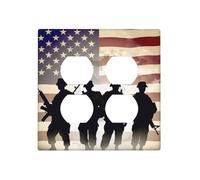 Decorator Wall Plate 2 Gang Light Switch Covers Armed Forces Day American Wallplate Double Toggle Switch Plate Mid-size Electrical Outlet Covers Decorative Wall Switch Plate Cover