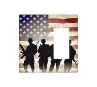 Decorator Wall Plate 2 Gang Light Switch Covers Armed Forces Day American Wallplate Double Toggle Switch Plate Standard Size Electrical Outlet Covers Decorative Wall Switch Plate Cover