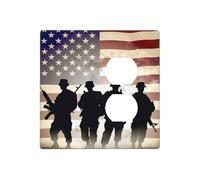 Decorator Wall Plate 2 Gang Light Switch Covers Armed Forces Day American Wallplate Double Toggle Switch Plate Mid-size Electrical Outlet Covers Decorative Wall Switch Plate Cover