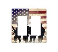 Decorator Wall Plate 2 Gang Light Switch Covers Armed Forces Day American Wallplate Double Toggle Switch Plate Standard Size Electrical Outlet Covers Decorative Wall Switch Plate Cover